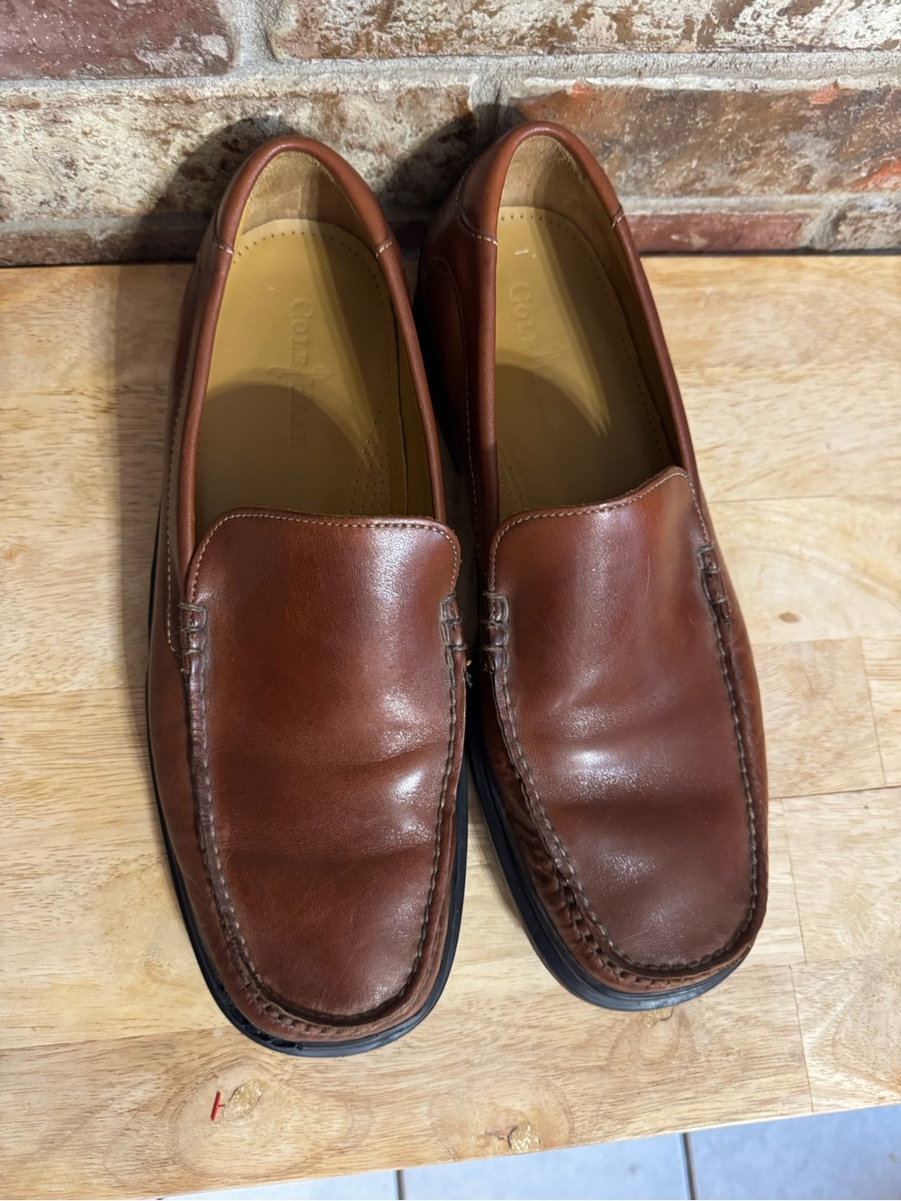 Cole Haan Men's Brown Leather Slip-On Loafers with Nike Air sole